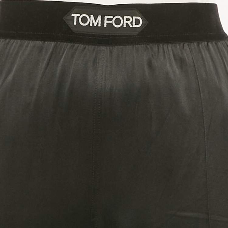 Pre Owned Tom Ford Black Silk Logo Waist band Pajama Pants S