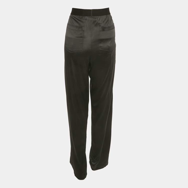 Pre Owned Tom Ford Black Silk Logo Waist band Pajama Pants S