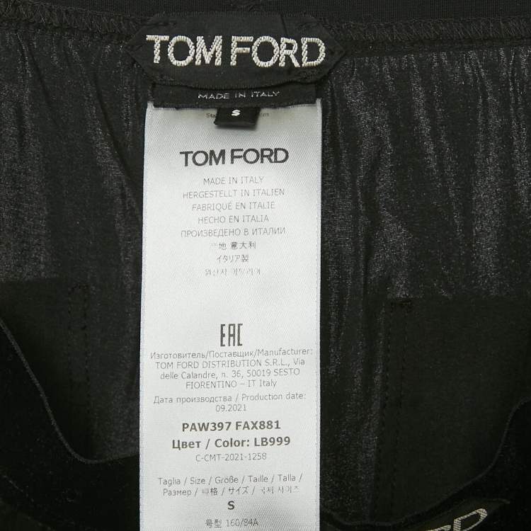 Pre Owned Tom Ford Black Silk Logo Waist band Pajama Pants S