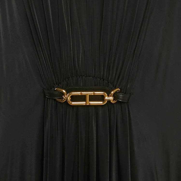 Pre Owned Tom ford Black Jersey Belted Kaftan Maxi Dress S