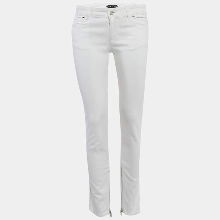 مملوكة مسبقًا Tom Ford White Denim Skinny Jeans M/Waist 29"