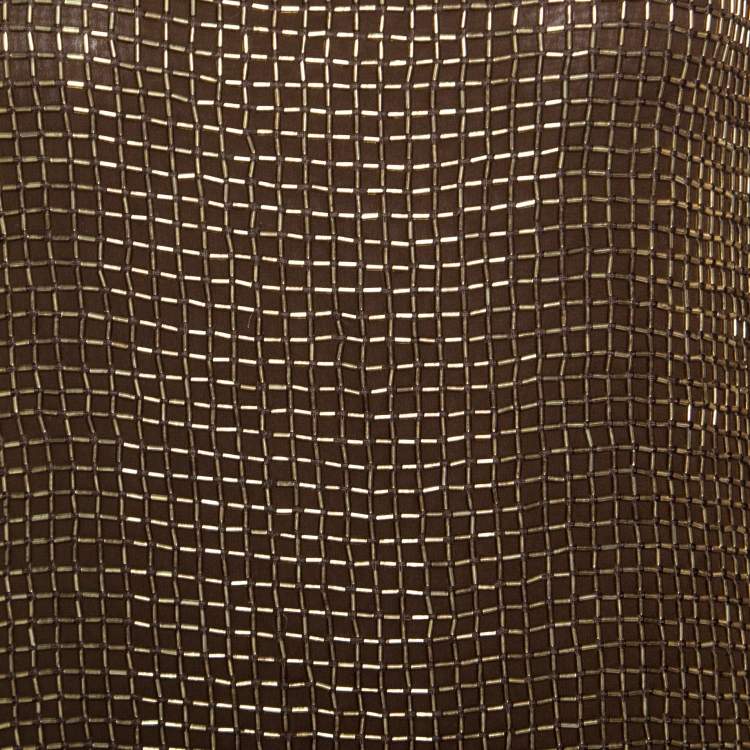 Pre Owned Tom Ford Brown Embellished Silk Draped Open Back Long Sleeve Dress S