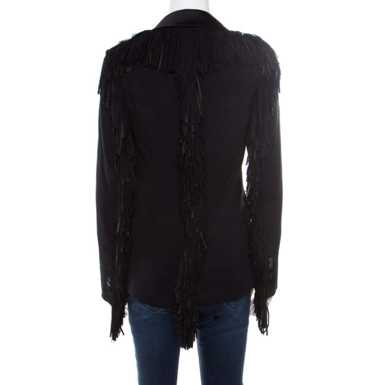 Pre Owned Tom Ford Black Fringed Back Detail Tailored Blazer S 