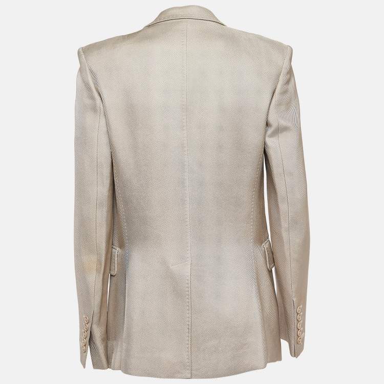 Pre Owned Tom Ford Beige Textured Single Breasted Blazer XS