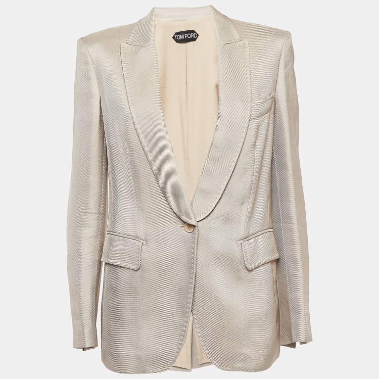Pre Owned Tom Ford Beige Textured Single Breasted Blazer XS