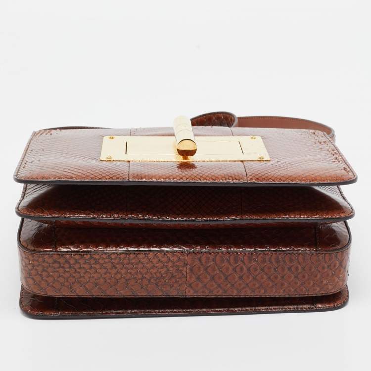 Pre Owned Tom Ford Brown Python Large Natalia Shoulder Bag