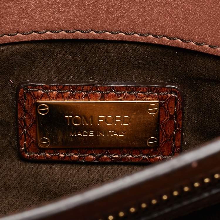 Pre Owned Tom Ford Brown Python Large Natalia Shoulder Bag