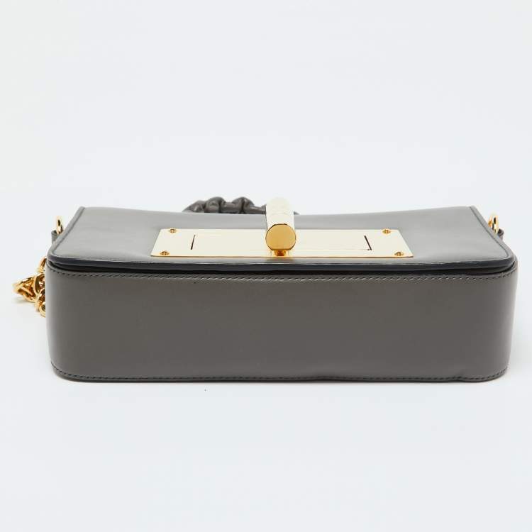 Pre Owned Tom Ford Grey Leather Small Chain Natalia Shoulder Bag