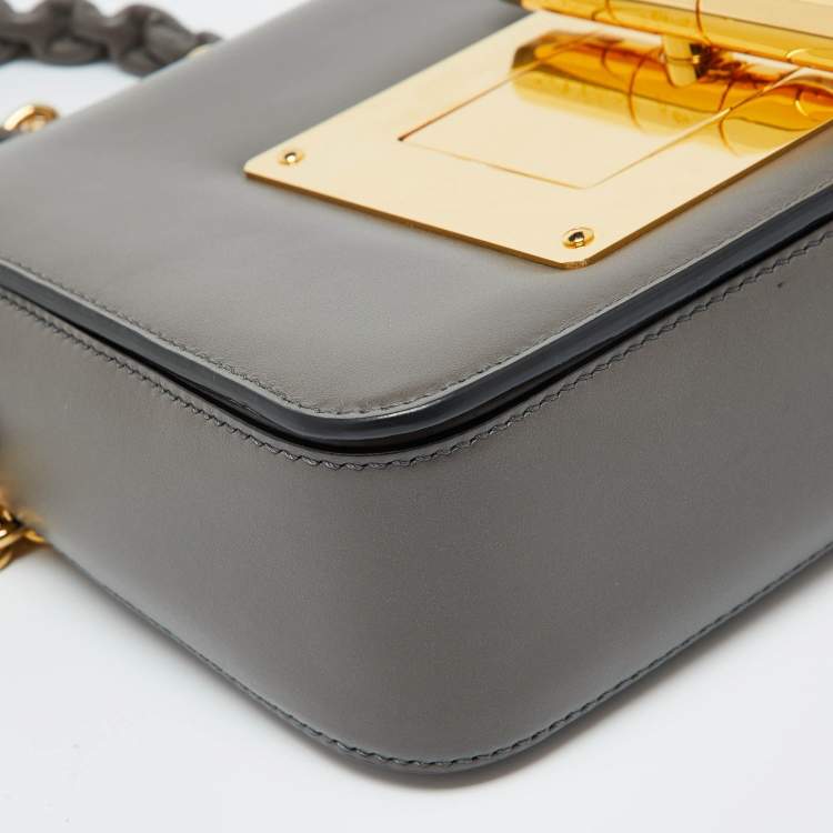 Pre Owned Tom Ford Grey Leather Small Chain Natalia Shoulder Bag
