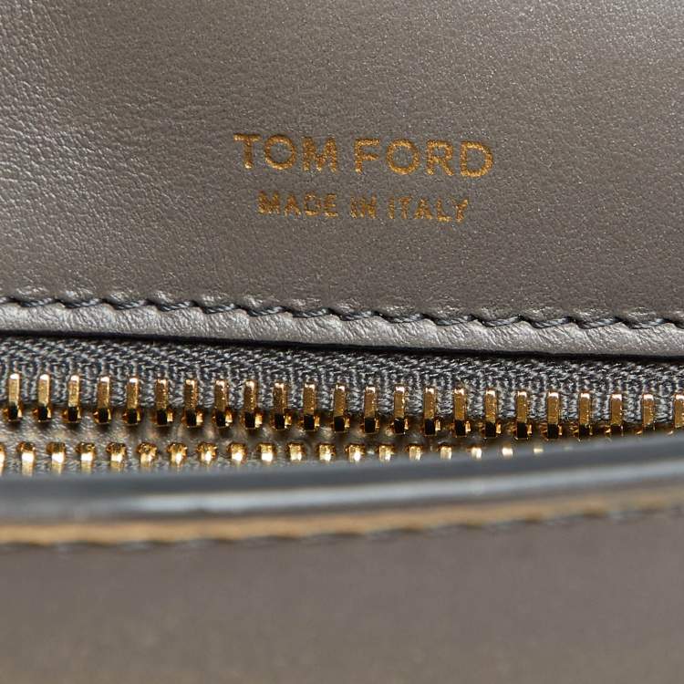 Pre Owned Tom Ford Grey Leather Small Chain Natalia Shoulder Bag