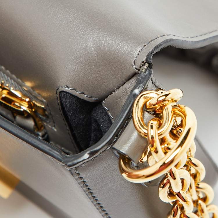 Pre Owned Tom Ford Grey Leather Small Chain Natalia Shoulder Bag