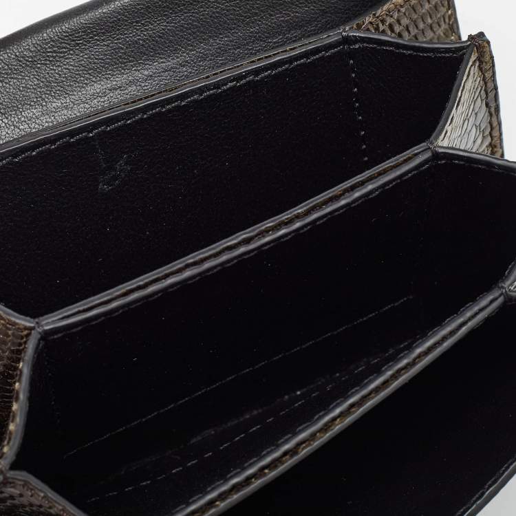 Pre Owned Tom Ford Green Ostrich Leg Leather Flap Card Holder