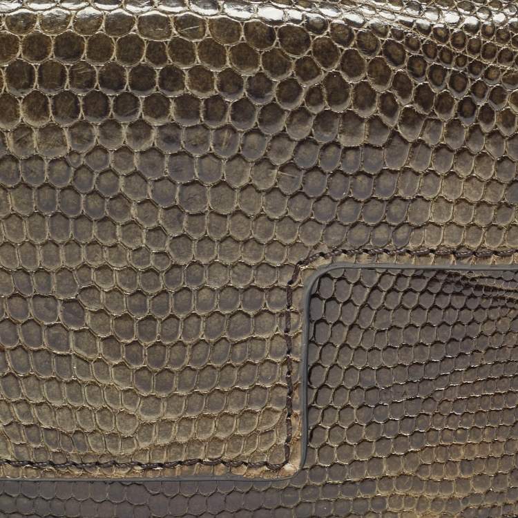 Pre Owned Tom Ford Green Ostrich Leg Leather Flap Card Holder