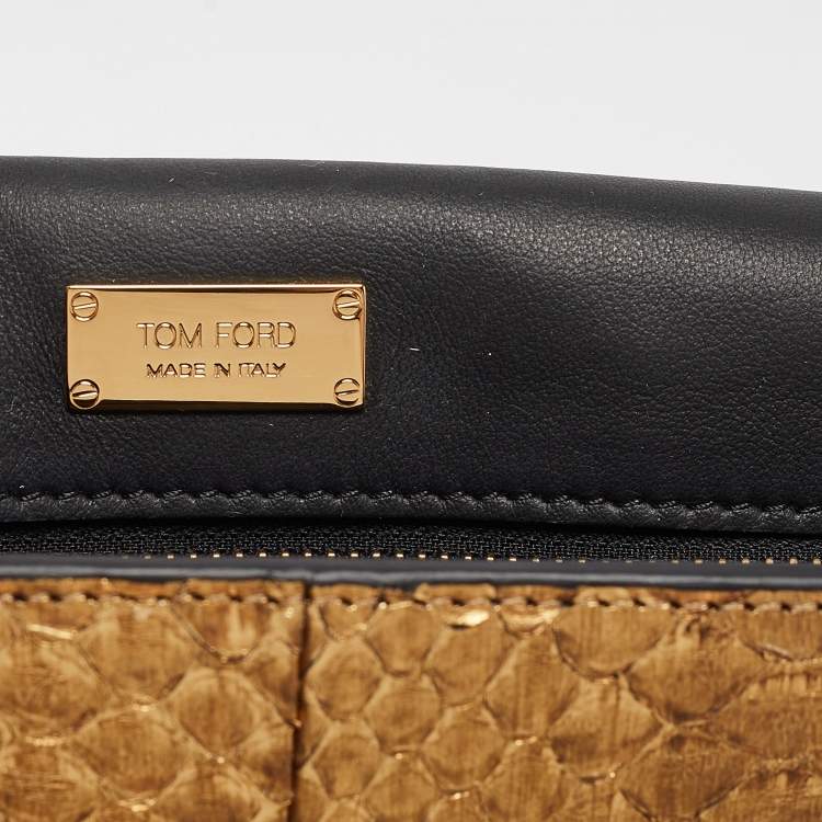Pre Owned Tom Ford Gold Python Small Chain Natalia Shoulder Bag