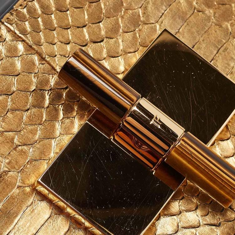 Pre Owned Tom Ford Gold Python Small Chain Natalia Shoulder Bag