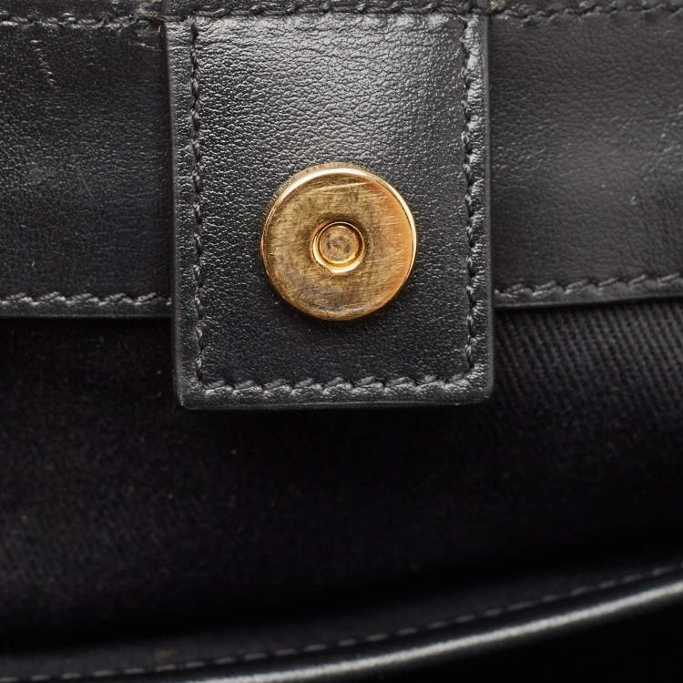 Pre Owned Tom Ford Black Canvas and Leather T Screw Tote