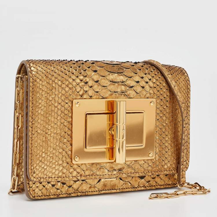 Pre Owned Tom Ford Gold Python Natalia Wallet On Chain