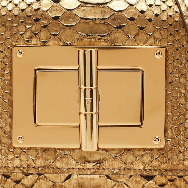 Pre Owned Tom Ford Gold Python Natalia Wallet On Chain