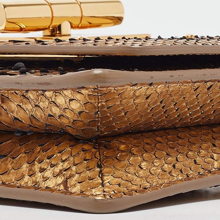 Pre Owned Tom Ford Gold Python Natalia Wallet On Chain