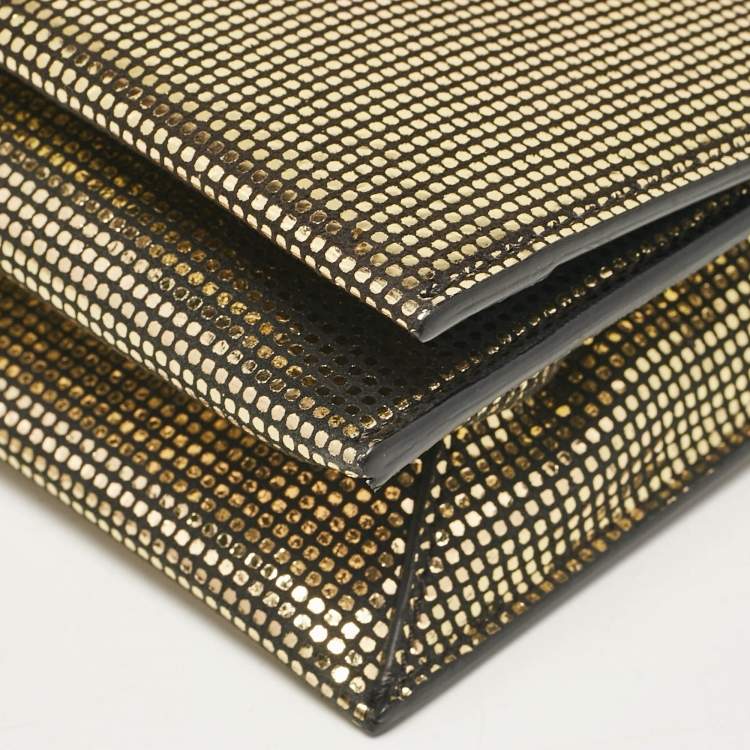 Pre Owned Tom Ford Gold Suede TF Flap Chain Clutch
