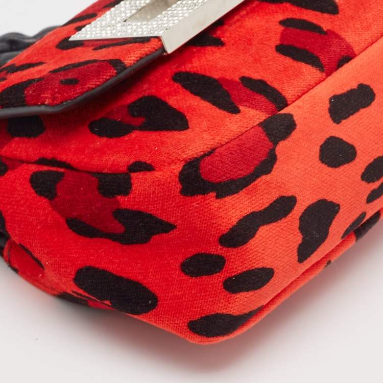 Pre Owned Tom Ford Red/Black Leopard Print Fabric Natalia Chain Shoulder Bag