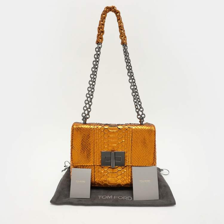 Pre Owned Tom Ford Gold Python Natalia Chain Shoulder Bag