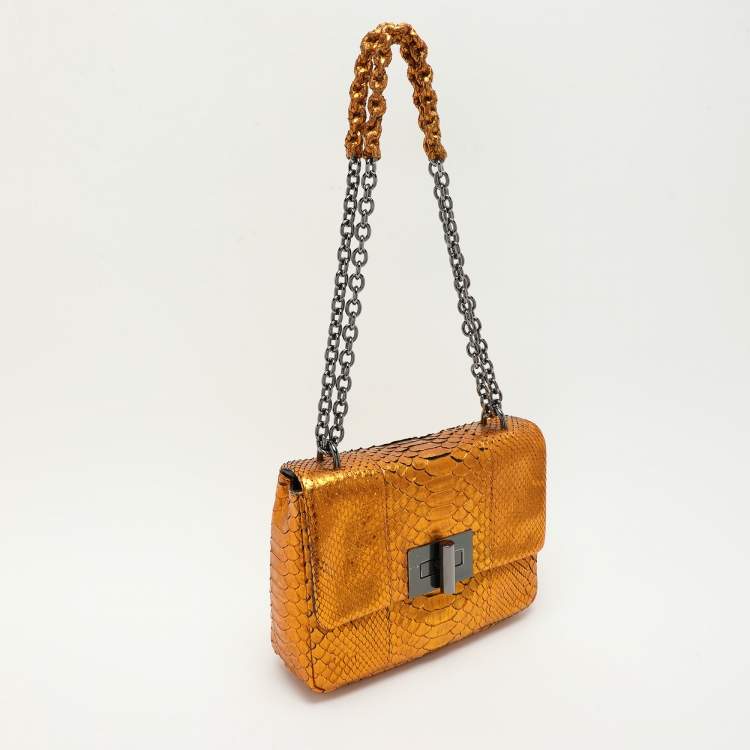 Pre Owned Tom Ford Gold Python Natalia Chain Shoulder Bag