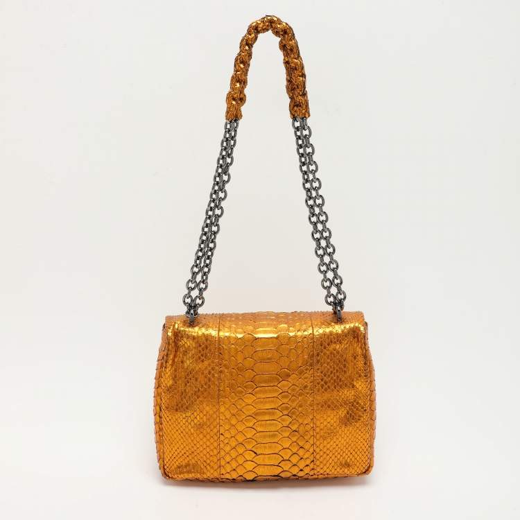 Pre Owned Tom Ford Gold Python Natalia Chain Shoulder Bag