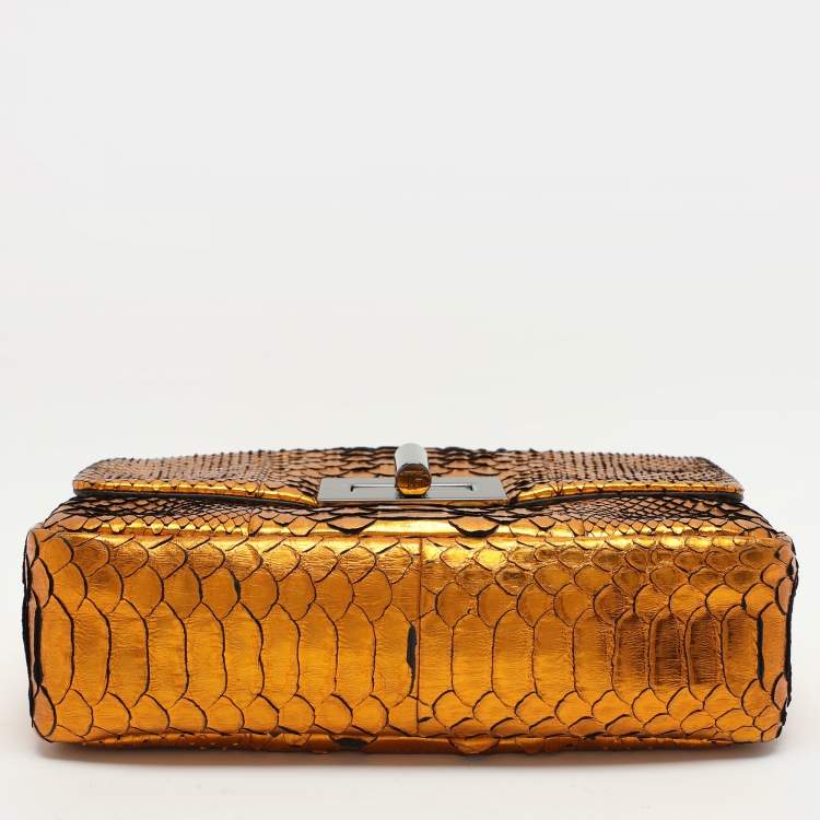 Pre Owned Tom Ford Gold Python Natalia Chain Shoulder Bag