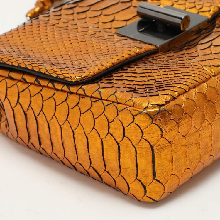 Pre Owned Tom Ford Gold Python Natalia Chain Shoulder Bag