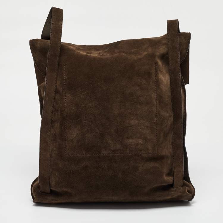 Pre Owned Tom Ford Brown Suede Alix Convertible Tote Backpack