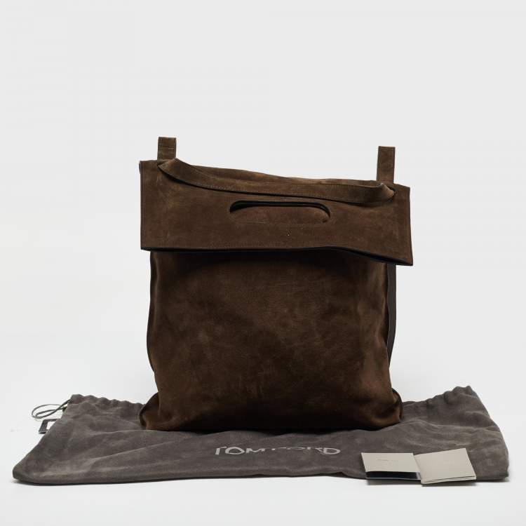 Pre Owned Tom Ford Brown Suede Alix Convertible Tote Backpack
