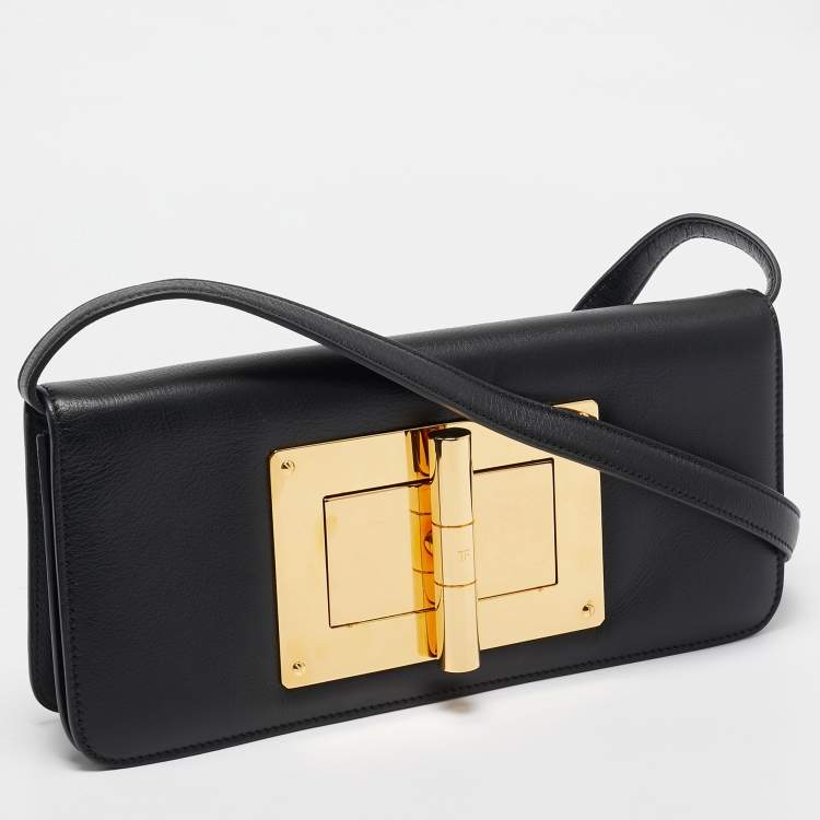Pre Owned Tom Ford Black Leather Natalia Long Clutch Bag