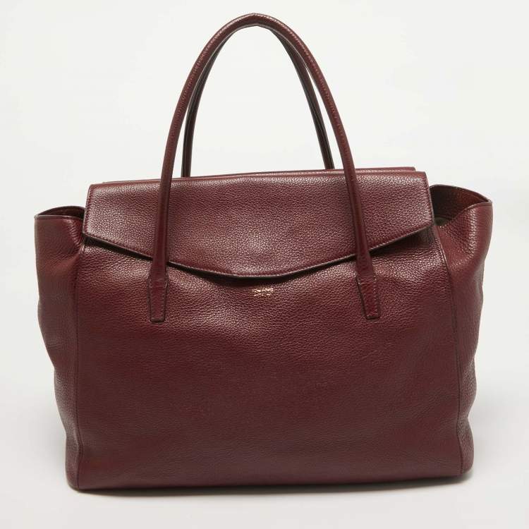 Pre Owned Tom Ford Dark Red Leather Turn-Lock Natalia Tote