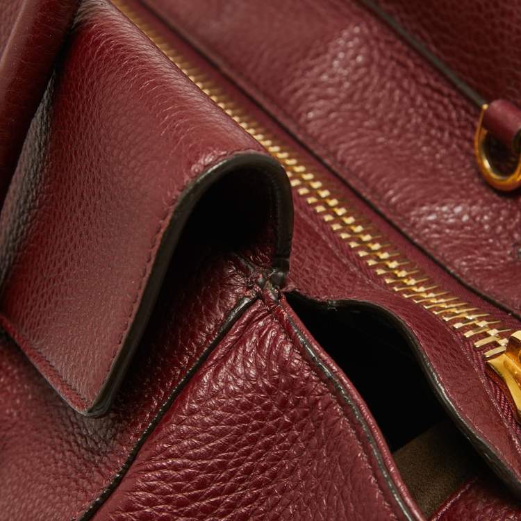 Pre Owned Tom Ford Dark Red Leather Turn-Lock Natalia Tote