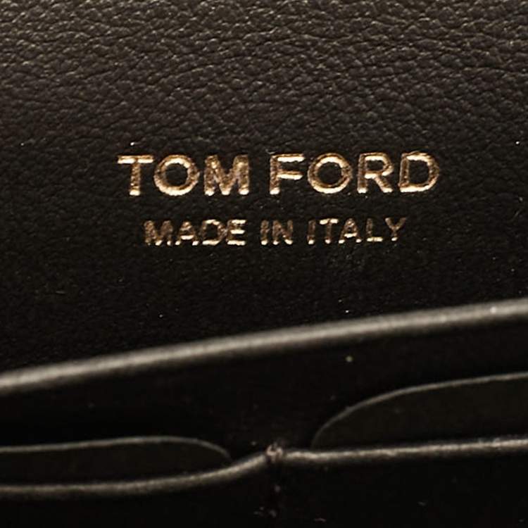 Pre Owned Tom Ford Beige/Black Logo Print Canvas and Leather Flap Wallet on Strap