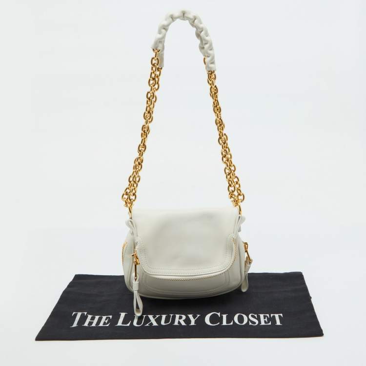 Pre Owned Tom Ford White Leather Mini Jennifer Shoulder Bag