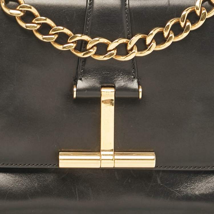 Pre Owned Tom Ford Black Leather Tara Chain Shoulder Bag