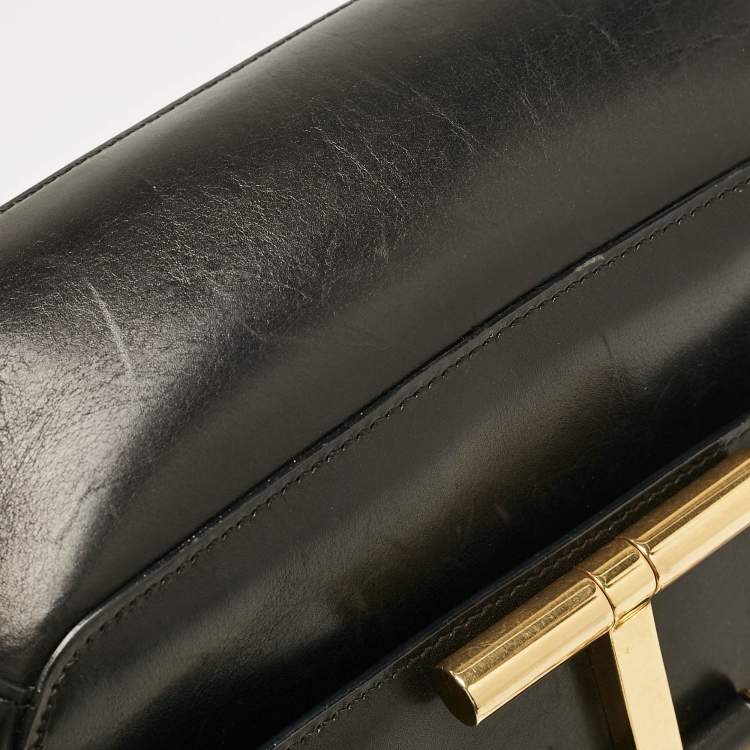 Pre Owned Tom Ford Black Leather Tara Chain Shoulder Bag