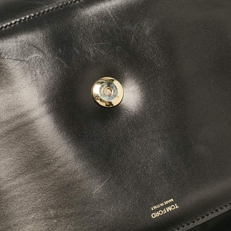 Pre Owned Tom Ford Black Leather Tara Chain Shoulder Bag