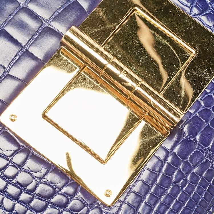 Pre Owned Tom Ford Blue Alligator Large Natalia Shoulder Bag