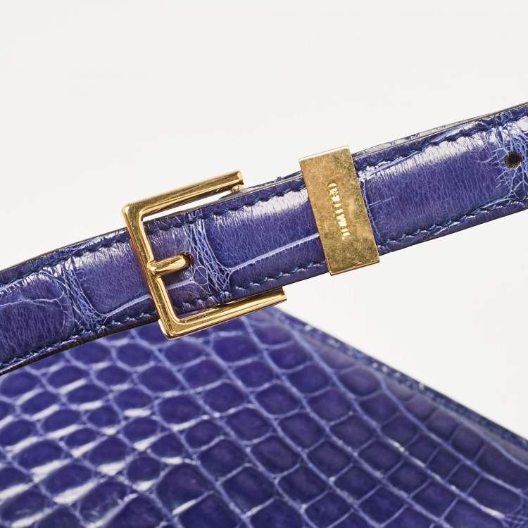 Pre Owned Tom Ford Blue Alligator Large Natalia Shoulder Bag