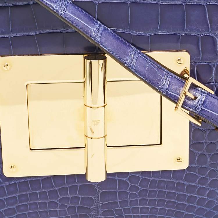 Pre Owned Tom Ford Blue Alligator Large Natalia Shoulder Bag