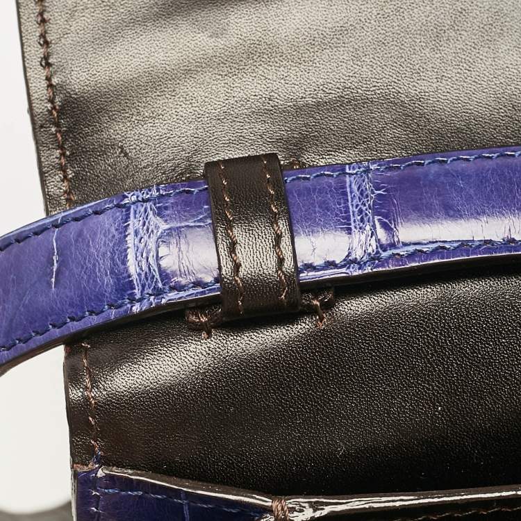Pre Owned Tom Ford Blue Alligator Large Natalia Shoulder Bag