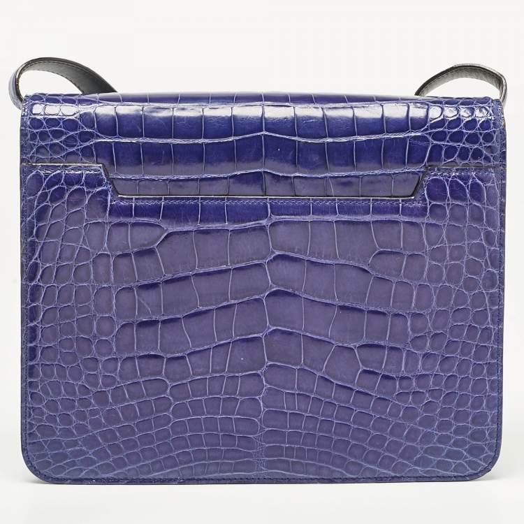 Pre Owned Tom Ford Blue Alligator Large Natalia Shoulder Bag