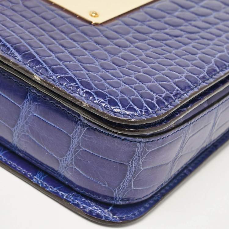 Pre Owned Tom Ford Blue Alligator Large Natalia Shoulder Bag