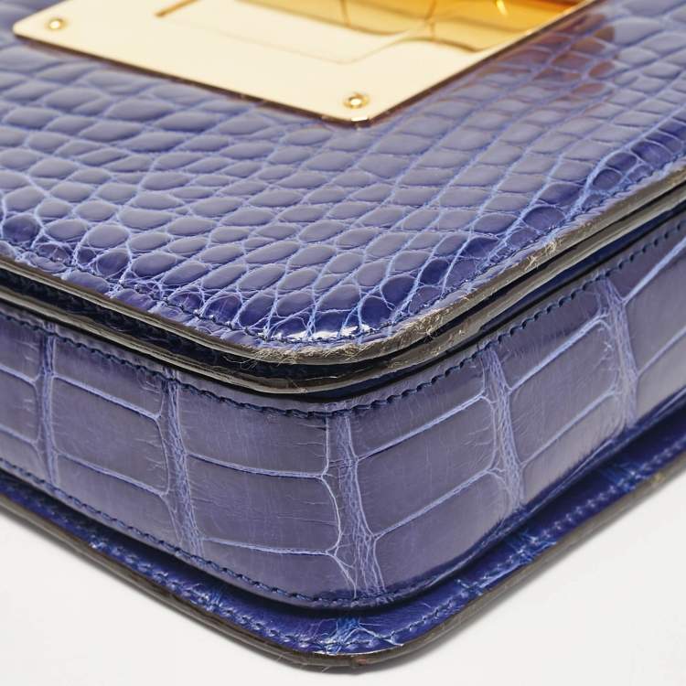 Pre Owned Tom Ford Blue Alligator Large Natalia Shoulder Bag