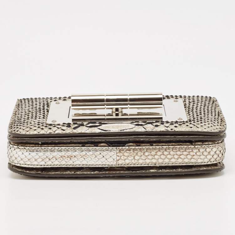 Pre Owned Tom Ford Silver Python Small Natalia Crossbody Bag
