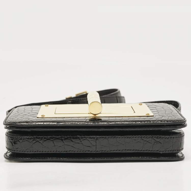 Pre Owned Tom Ford Black Shine Alligator Small Natalia Crossbody Bag