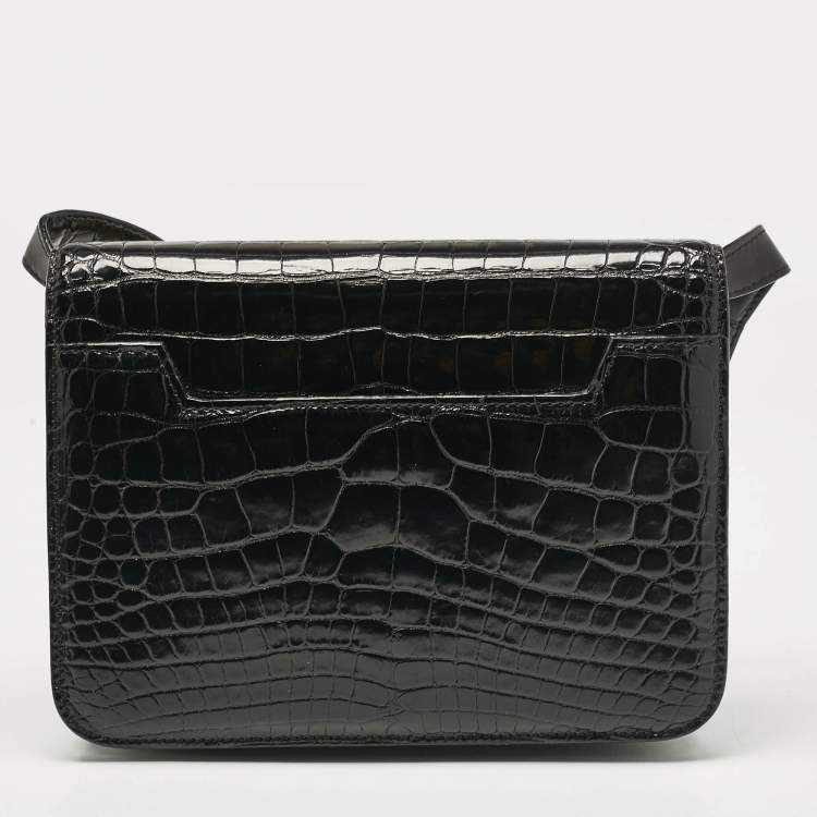 Pre Owned Tom Ford Black Shine Alligator Small Natalia Crossbody Bag